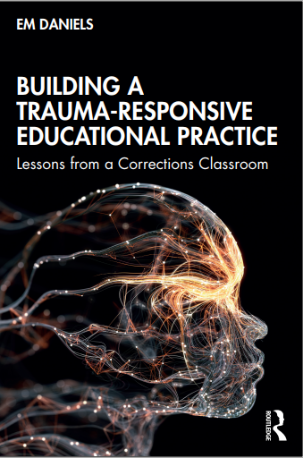Cover of "Building a Trauma-Responsive Educational Practice" - a right facing profile, glowing, on a black background