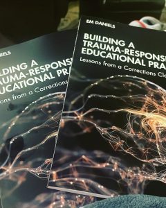 two copies of my book, one on top of the other.  book cover has a face in profile, with electric streams of light flowing from the third eye/front brain and flowing throughout