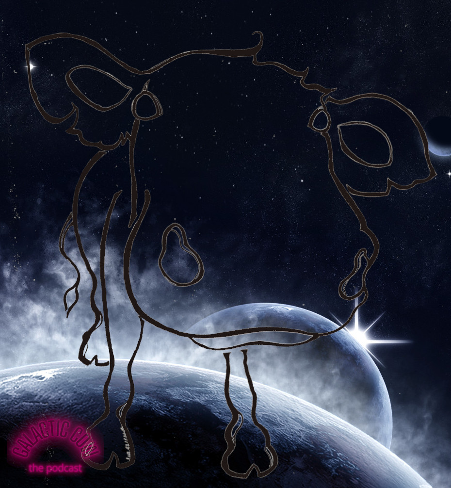 Galactic gazes sweetly at you, while gorgeous, swirling galaxies and universes move in and around her being.